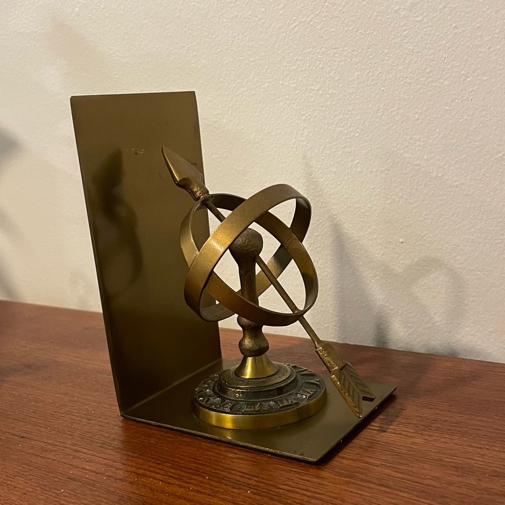 Vintage Lacquered Brass Armillary Vintage Lacquered Sundials Arrow bookend